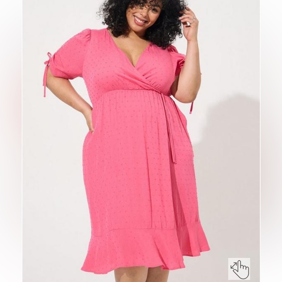 Torrid MIDI Swiss Linen Surplice Dress Size Large New with tags - Picture 3 of 6